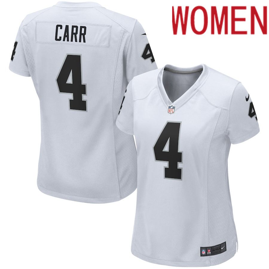 Women Oakland Raiders #4 Derek Carr Nike White Game NFL Jersey->women nfl jersey->Women Jersey